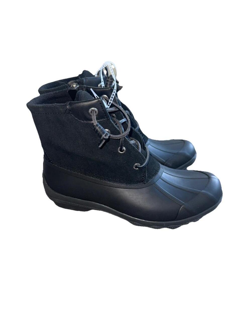 Sperry Boots  Women's 6 Syren Gulf Duck STS80422 Black Rubber Lace Up Waterproof
